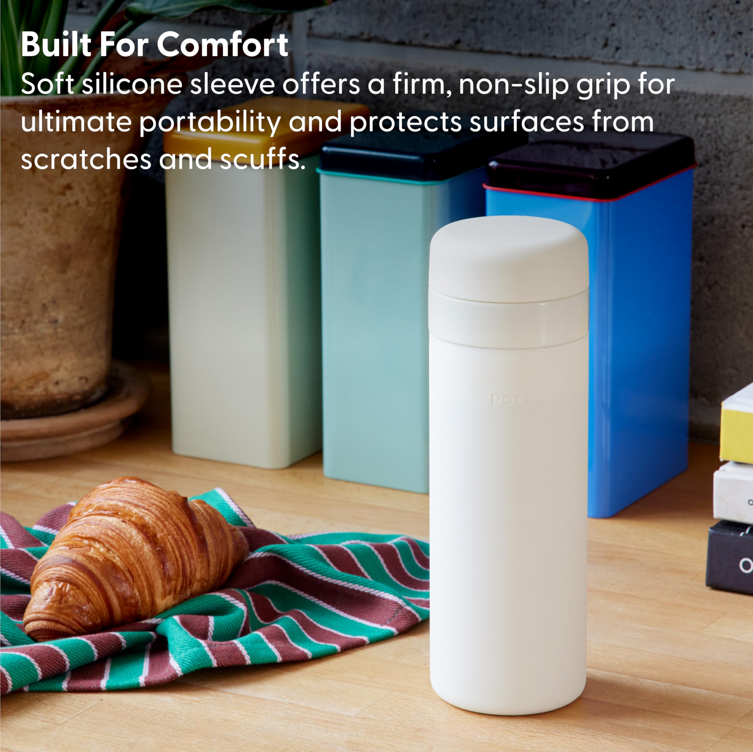 W&P Porter Insulated Bottle 20 oz - Ceramic Coated Vacuum Flask for Coffee, Tea & Water | Wide Mouth, Dishwasher Safe | Cream Terrazzo Design | Perfect for Office, Gym & Outdoor Adventures