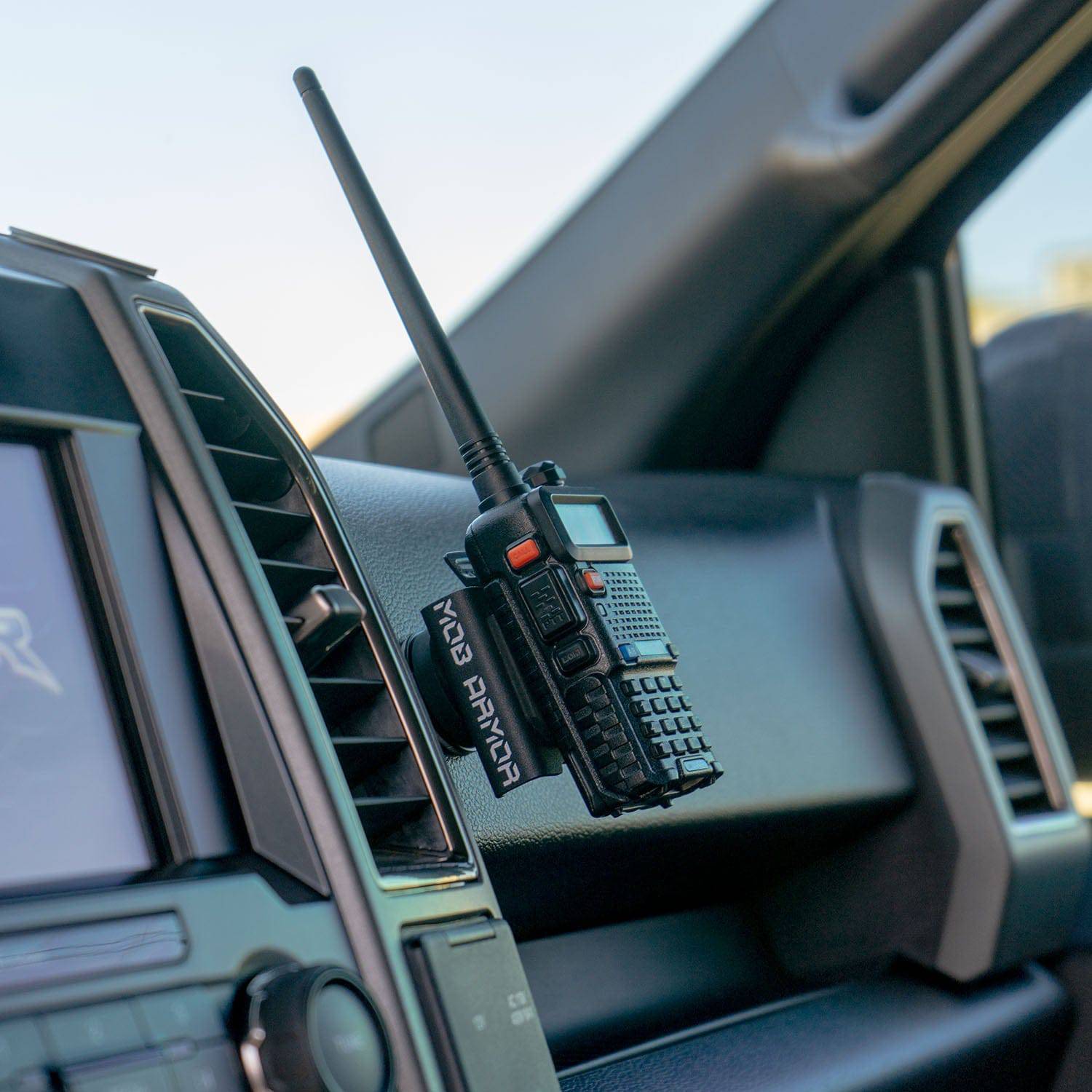Mob Armor Universal Handheld Radio Mount - Secure & Adjustable Car Clip for CB, Ham, and Two-Way Radios - Perfect for Off-Roading, Trucking, and Emergency Communication