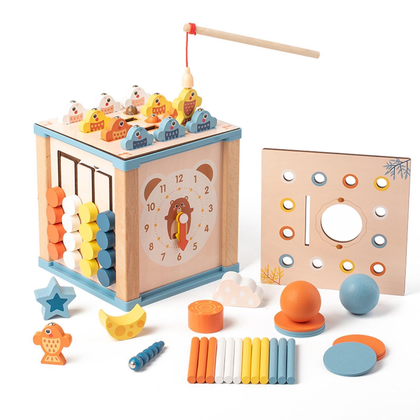 Montessori Wooden Activity Cube - Fine Motor Skills Educational Toy for Babies & Toddlers | Interactive Learning Cube with 5-in-1 Play Features | Perfect Birthday Gift for 1-3 Year Olds | Great for Daycare, Preschool & Home Playtime