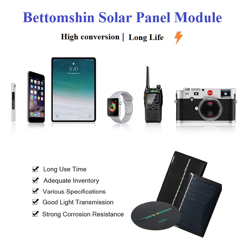 Bettomshin 5Pcs 1.5V 0.65W Mini Solar Panels - Polycrystalline Solar Cells for DIY Solar System Kits, Light Electric Toys & Solar Battery Chargers (80mm x 60mm) | Perfect for Science Projects, Outdoor Gadgets & Renewable Energy Experiments