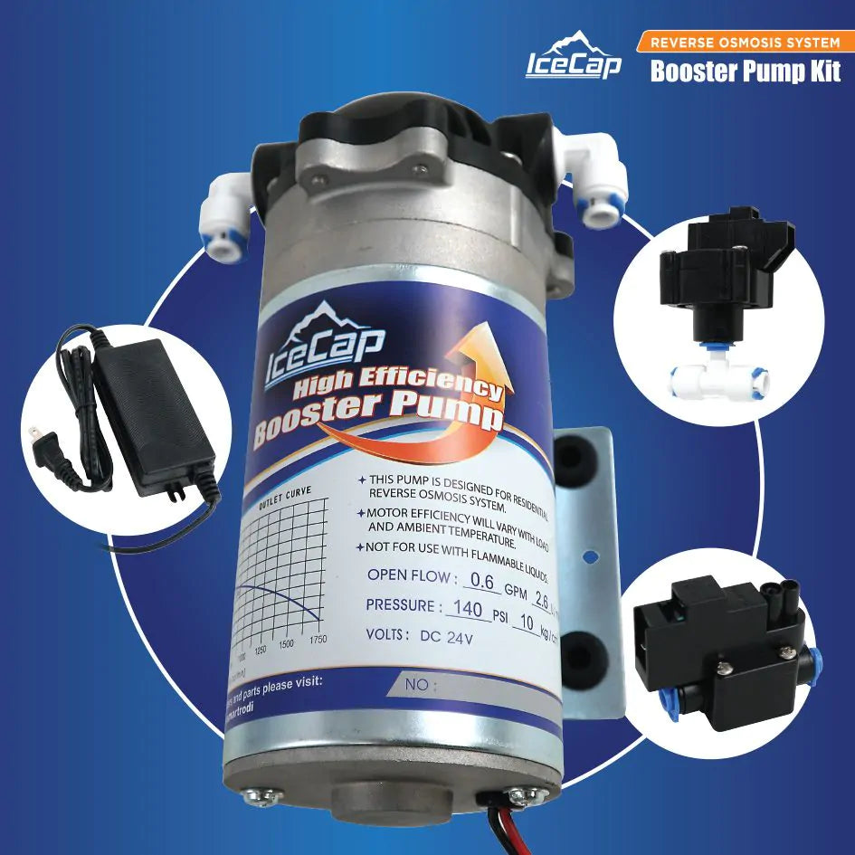 IceCap RODI Booster Pump Kit for Aquarium & Reef Tanks - High Pressure Water Filtration System for Saltwater & Freshwater Fish Tanks