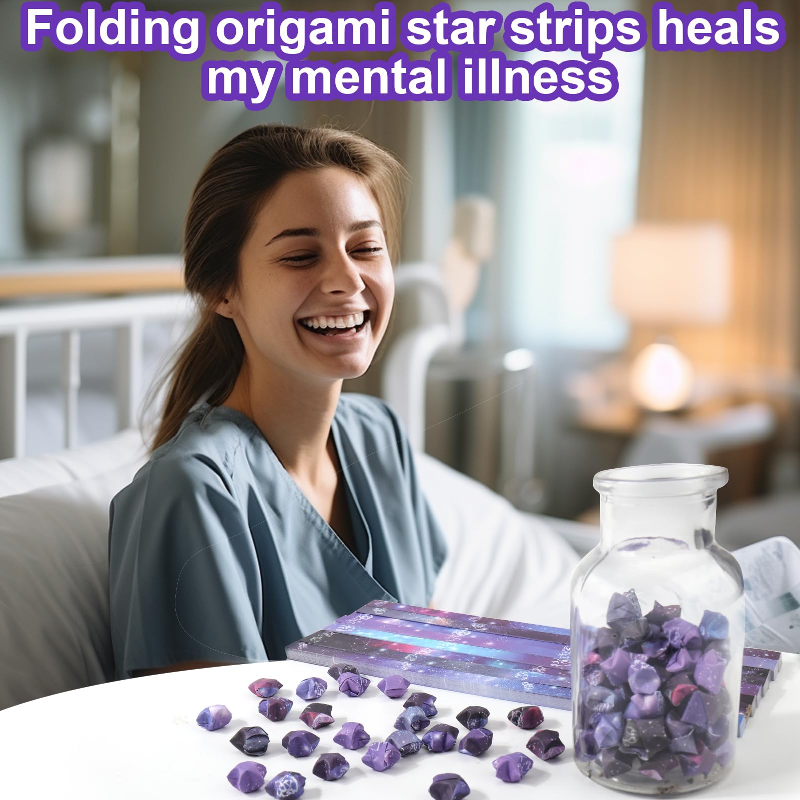 1080PCS Mity Rain Origami Star Paper Strips - 8 Styles Constellation Printed DIY Lucky Star Strips for Stress Relief, Hands-on Crafts, Home Decor & Party Supplies | Perfect for DIY Gifts, Scrapbooking & Relaxation Activities