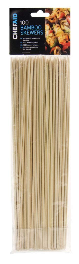 Premium 30cm Bamboo Skewers for Grilling - Pack of 100 | Chef Aid BBQ Skewers for Kebabs, Fruit, Meat & Vegetables | Perfect for Outdoor Cooking, Camping & Party Food