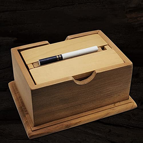 Premium Wooden Cigarette Box - Automatic Lift-Up Desktop Cigar Case Holds 20 Cigarettes, Elegant Storage & Decoration for Office/Home/Bar (Dark Brown) - Perfect for Gifts, Smoking Accessories & Desktop Organization