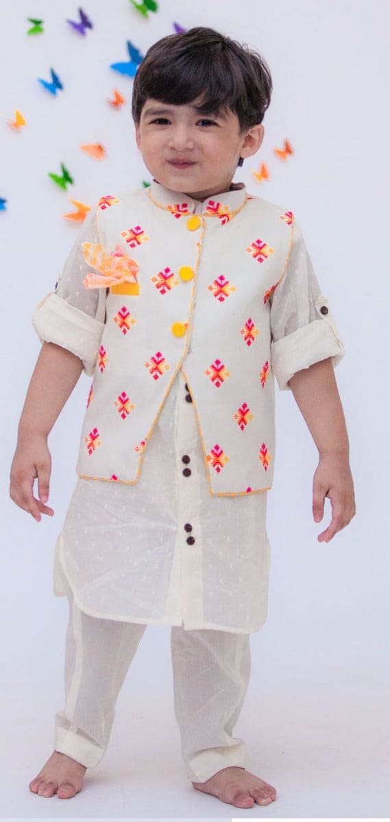 Pre-Order: Stylish Multi-Color Butti Nehru Jacket Set with Kurta & Pant for Men - Perfect for Weddings, Festivals & Ethnic Fashion