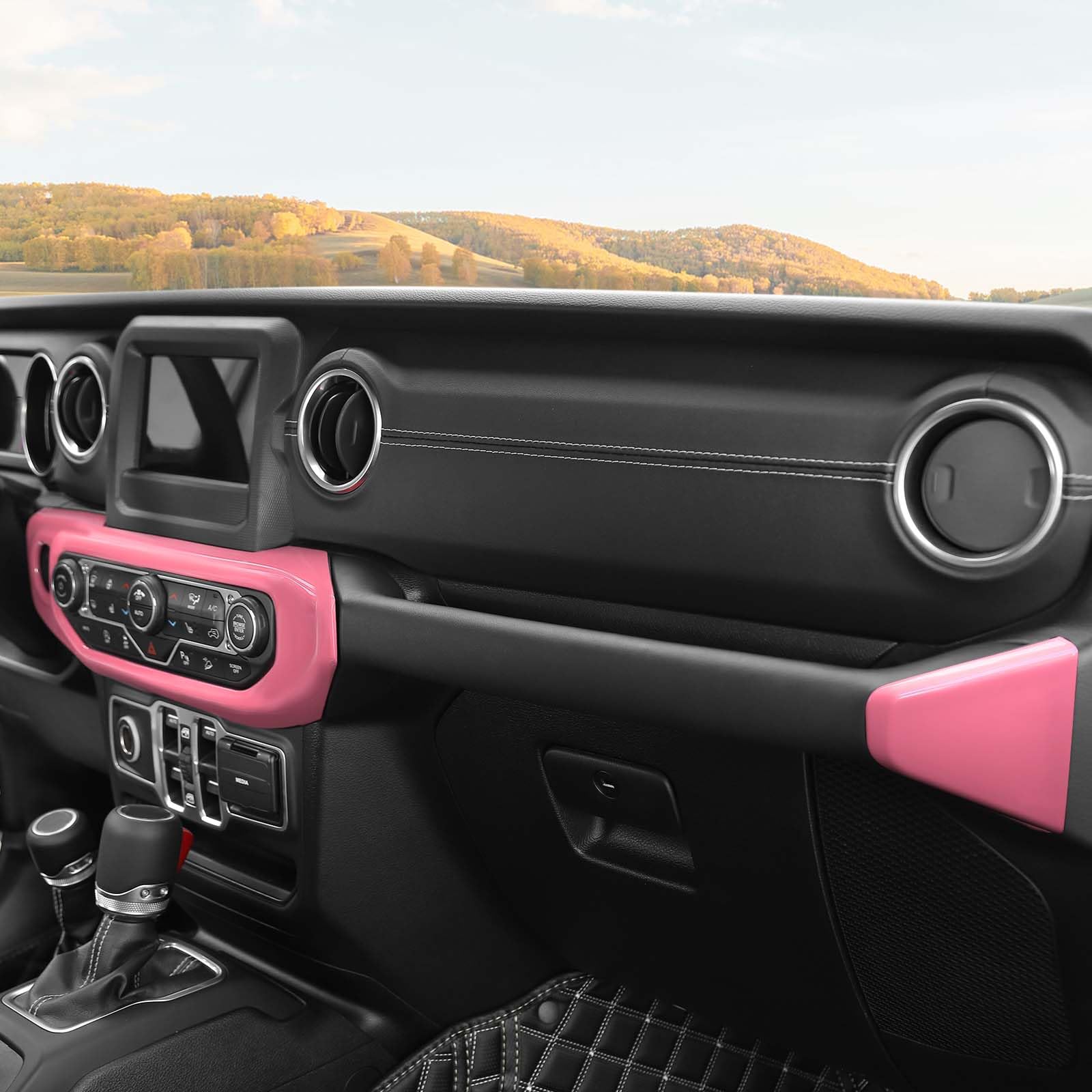 Jeep Wrangler JL JLU & Gladiator JT (2018-2023) Pink AC Control Panel Trim Cover - 2pcs Interior Accessories for Dash Customization & Protection - Perfect for Off-Road Adventures & Daily Commutes