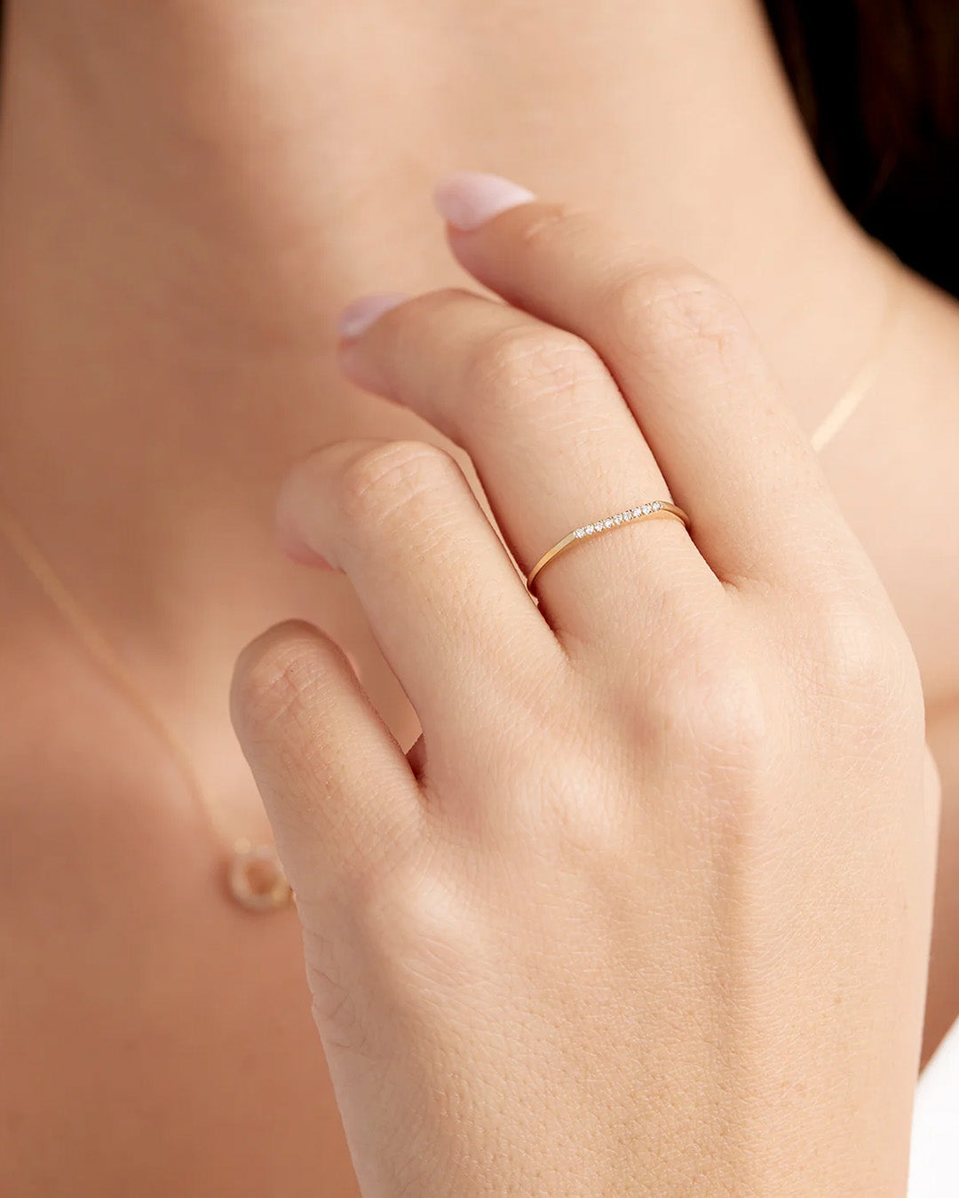 Elegant Diamond Bar Ring for Women - 14K Gold Plated Stackable Minimalist Band - Perfect for Everyday Wear, Anniversary Gifts & Special Occasions