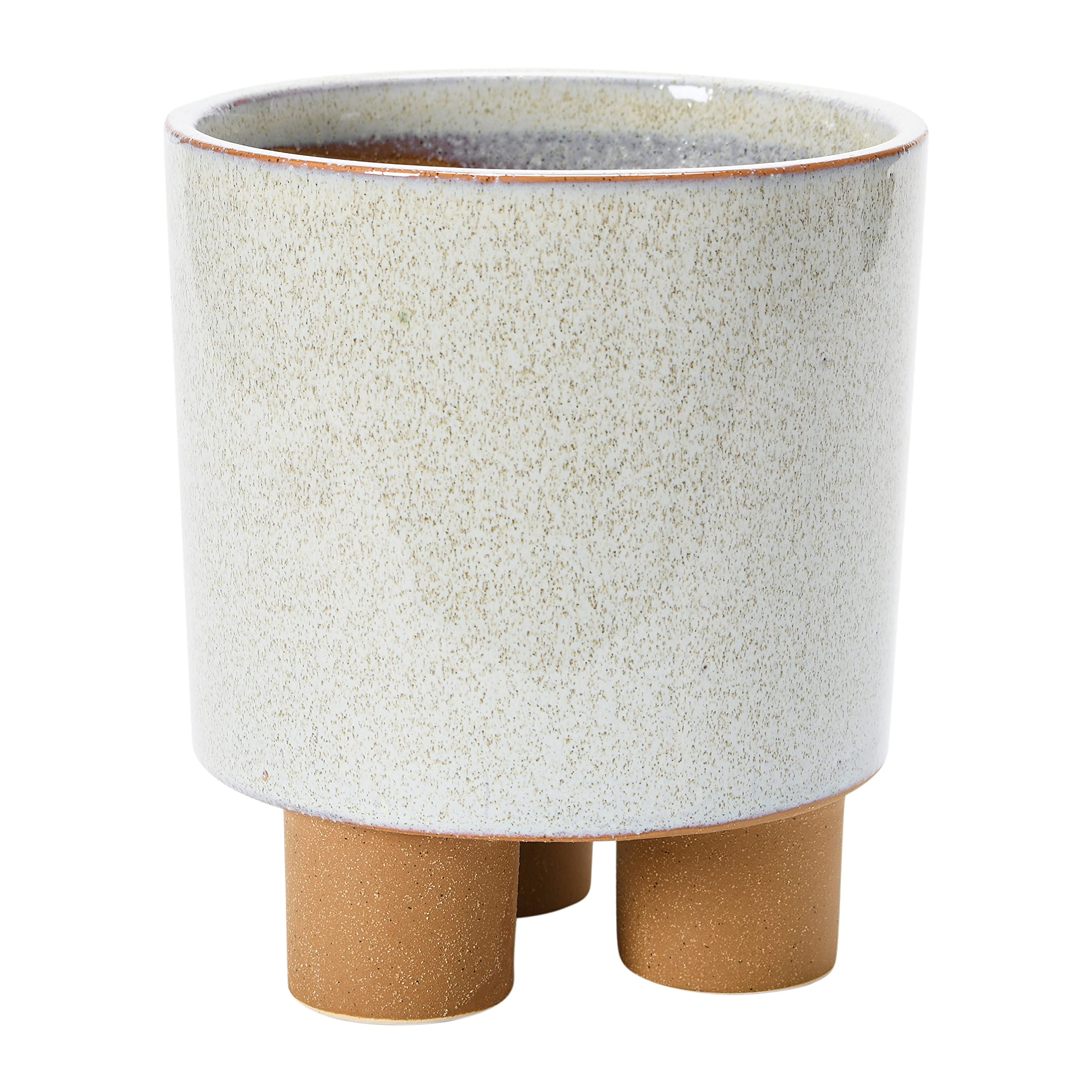 Creative Co-Op White Reactive Glaze Stoneware Planter Pot with Feet - Perfect for Indoor Plants, Home Decor & Gift Ideas