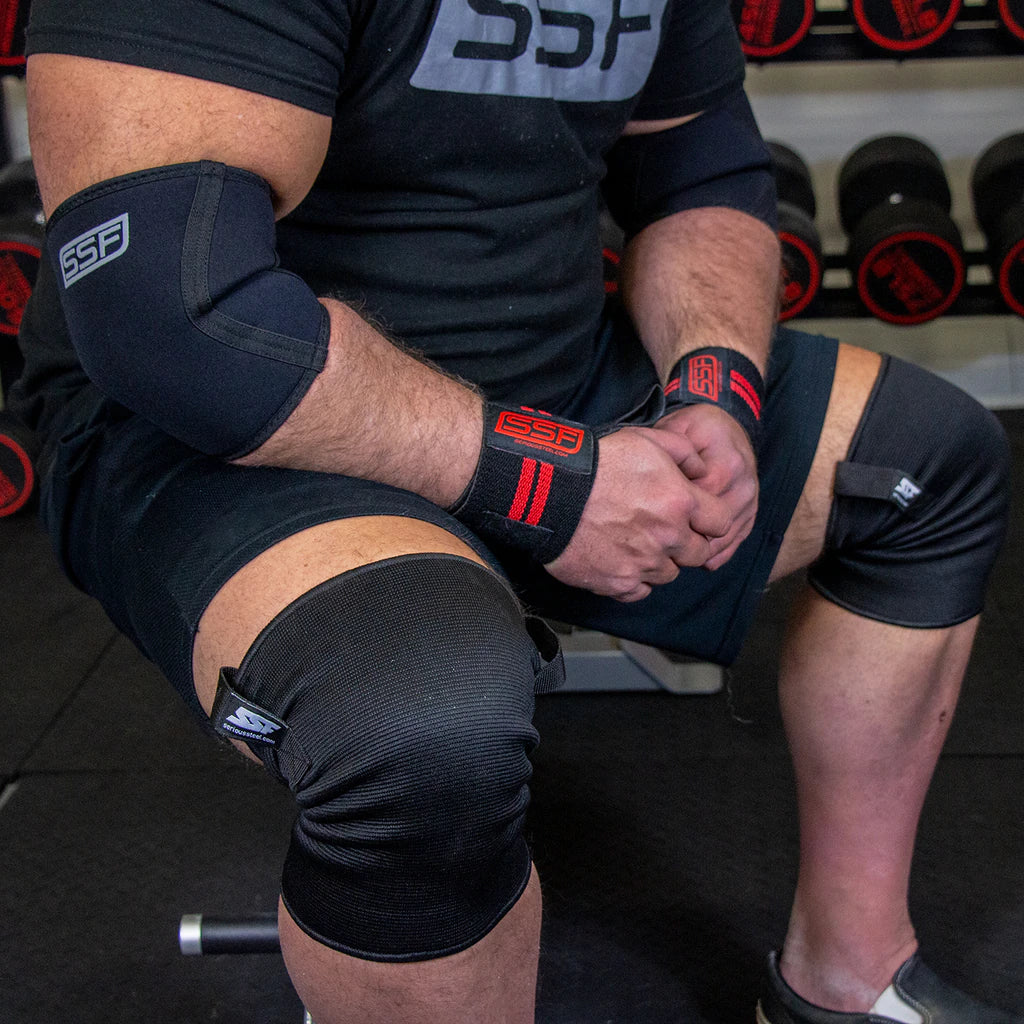 Serious Steel Fitness Knee Sleeves with Heavy Pull Tab - Easy On/Off for Weightlifting, CrossFit & Powerlifting - Support & Protection for Squats, Deadlifts & Gym Workouts