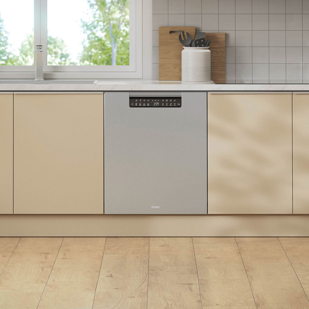 Haier 600 Series Built-In Dishwasher with Steam Function - 15 Place Settings, Stainless Steel Interior (HDW15U3S1) | Perfect for Modern Kitchens, Small Families & Energy-Efficient Homes