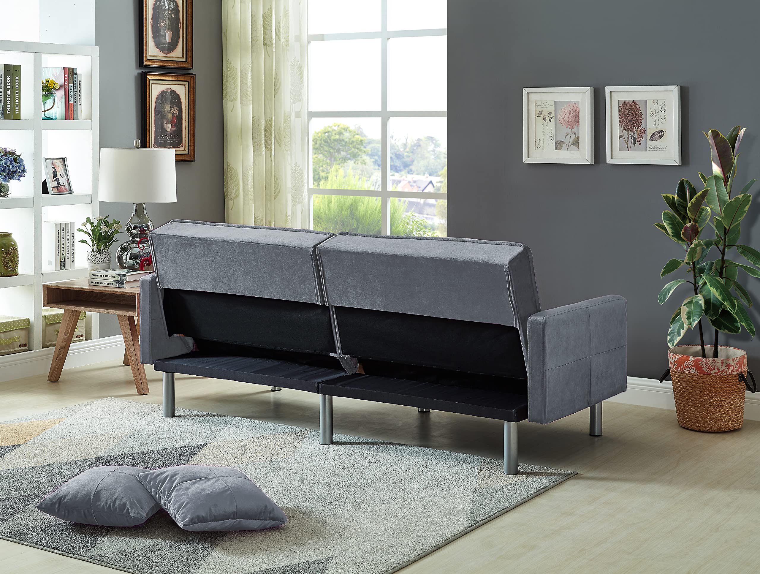 Legend Vansen Velvet Sleeper Loveseat with Pillow - Twin Size Modern Sofa Bed for Living Room & Bedroom - 75.5