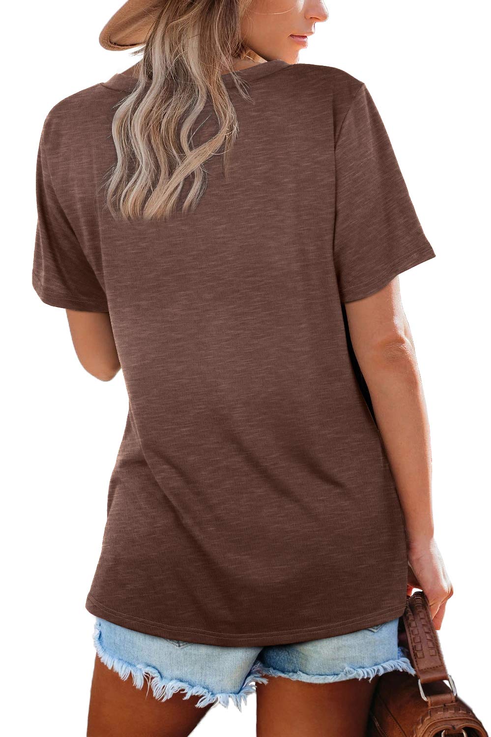 WIHOLL Women's Casual Short Sleeve V-Neck T-Shirts - Soft Comfortable Tees for Everyday Wear, Work & Outfits
