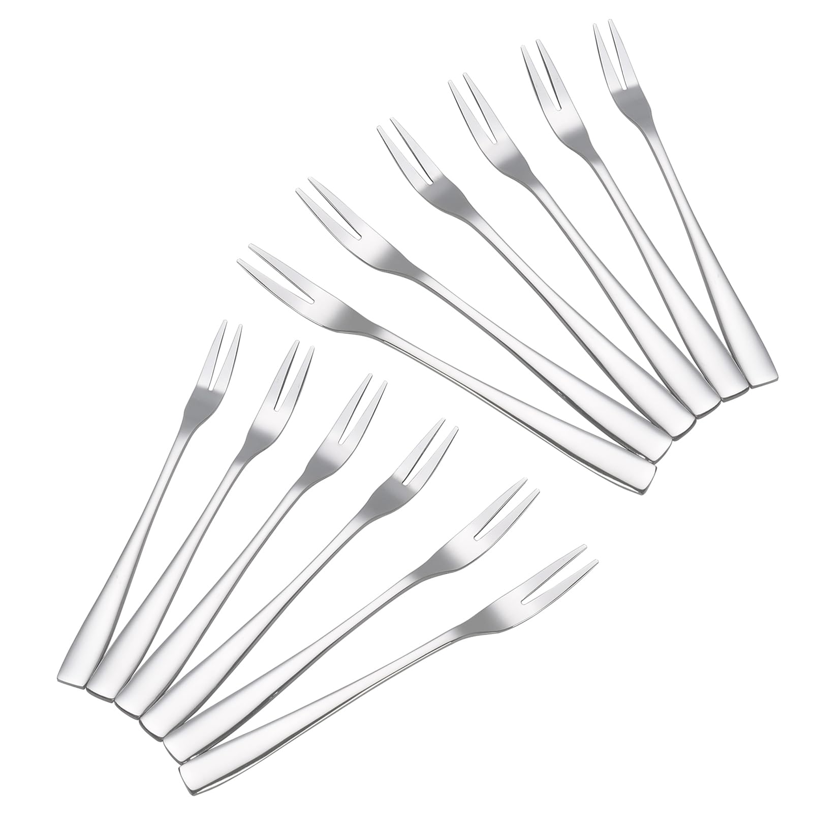 Begale 12-Piece Bistro Appetizer Cocktail & Fruit Forks Set - 2-Prong Small Forks (5.4 Inch) - Perfect for Parties, Weddings, Cheese Platters & Dessert Serving