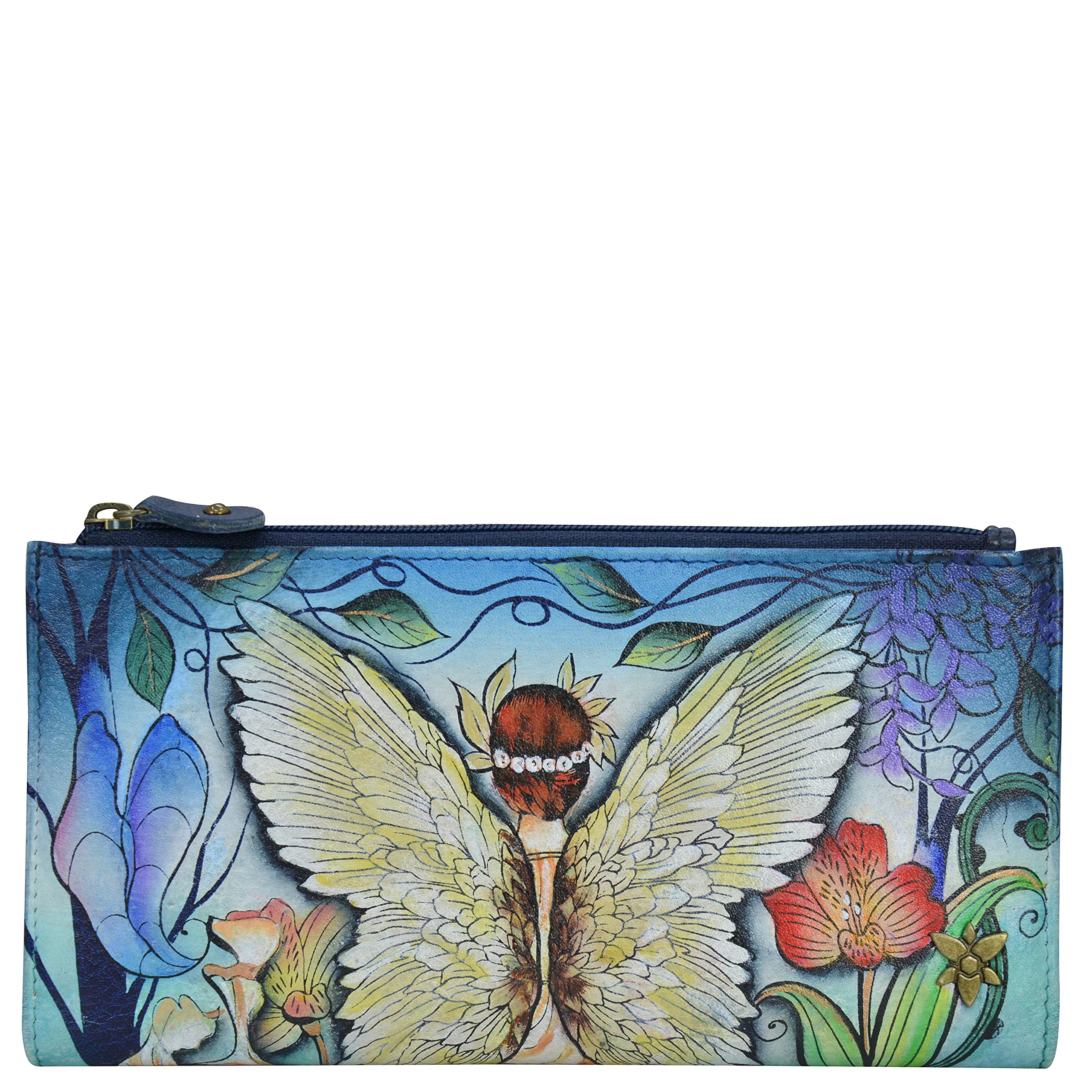 Anuschka Hand-Painted Women’s Genuine Leather RFID Blocking Wallet - Enchanted Garden Design | Two Fold Wallet for Credit Cards & Cash | Perfect Gift for Mother’s Day & Travel Accessories