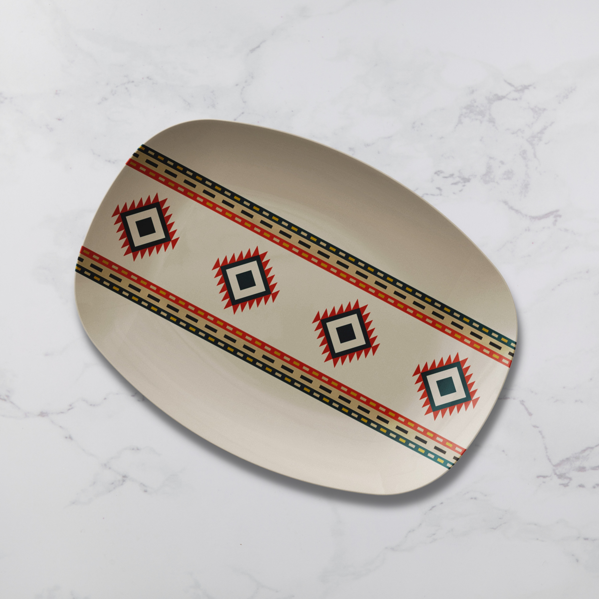 Southwest Sahara Plastic Serving Platter - Durable Kitchen Serving Tray for Entertaining, Holidays & Housewarming Gifts - Perfect for Parties, BBQs & Home Decor