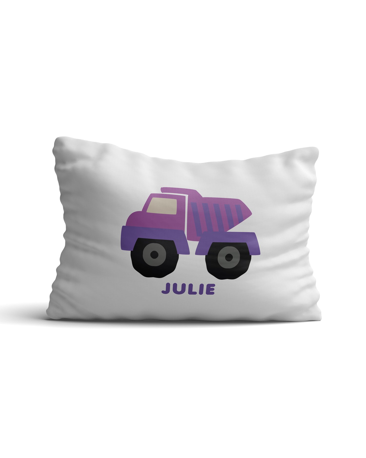 Personalized Kids' Pillowcase with Name - Cactus & Dump Truck Design for Boys & Girls | Custom Bedroom Decor for Children's Room, Nursery, or Gift
