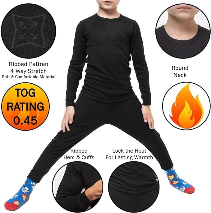 Boys Thermal Compression Underwear Set - Long/Short Sleeve for Sports & Outdoor Activities