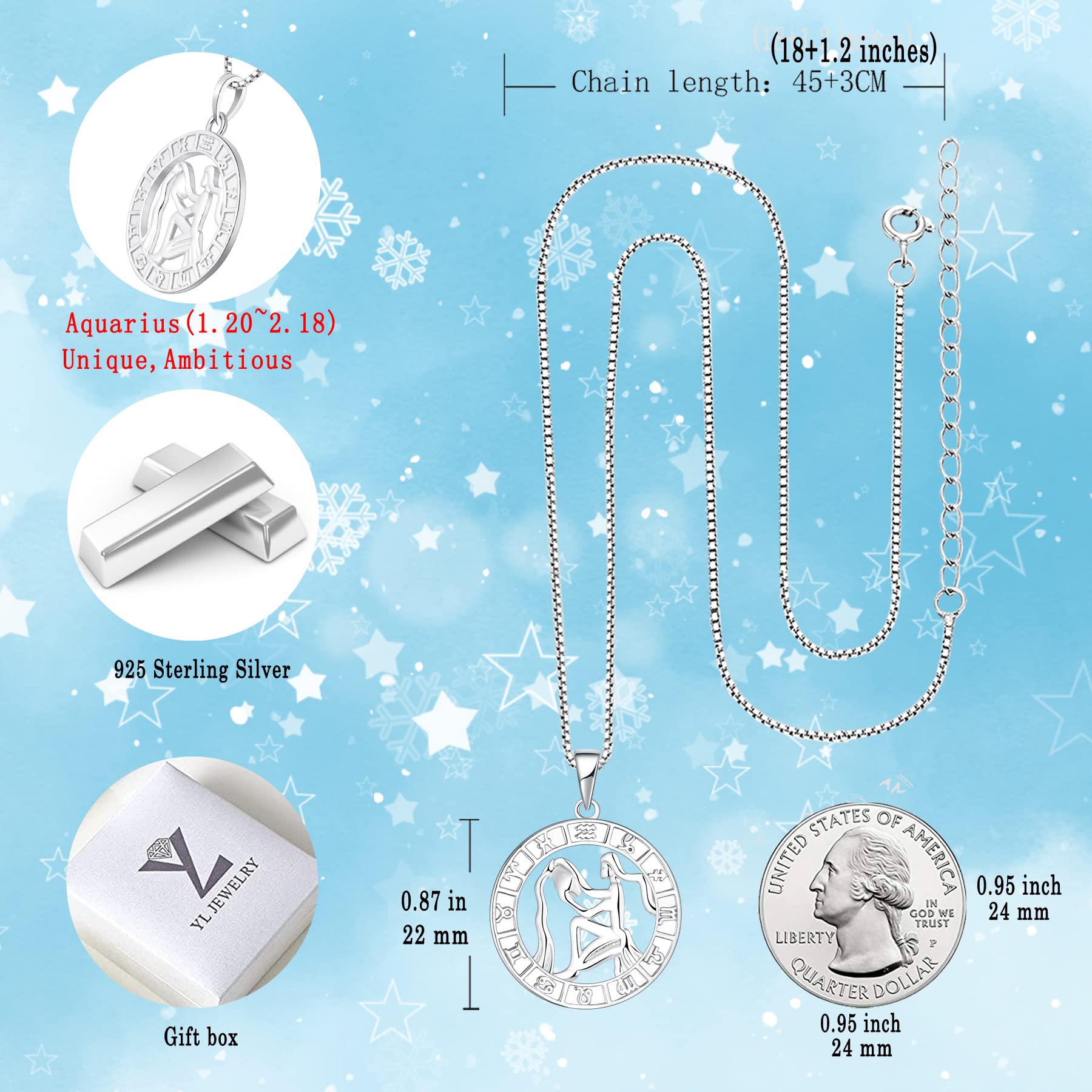 YL Constellation Necklace - Sterling Silver Zodiac Pendant for Women | Astrology Horoscope Jewelry | Perfect Gift for Birthday, Anniversary & Special Occasions