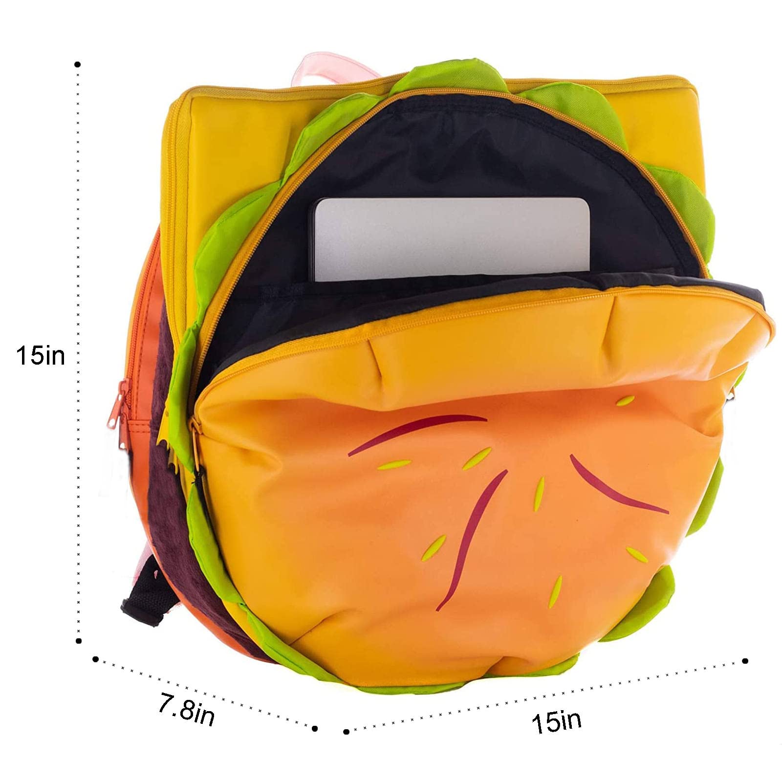 Cheeseburger Backpack - Multi-Compartment Hamburger Daypack for School, Travel & Cosplay | Fun Fast Food Themed Backpack for Kids & Adults