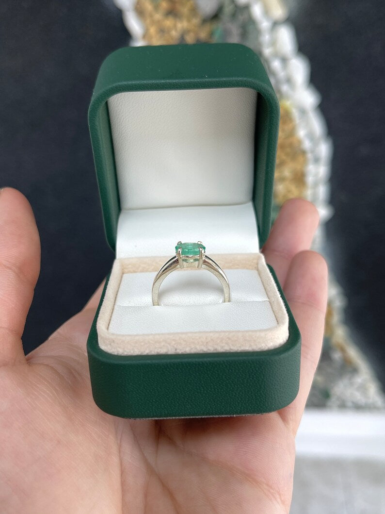 1.10ct Sterling Silver Oval Cut Emerald East to West Solitaire Ring for Women - Elegant Wedding, Engagement & Anniversary Jewelry Gift