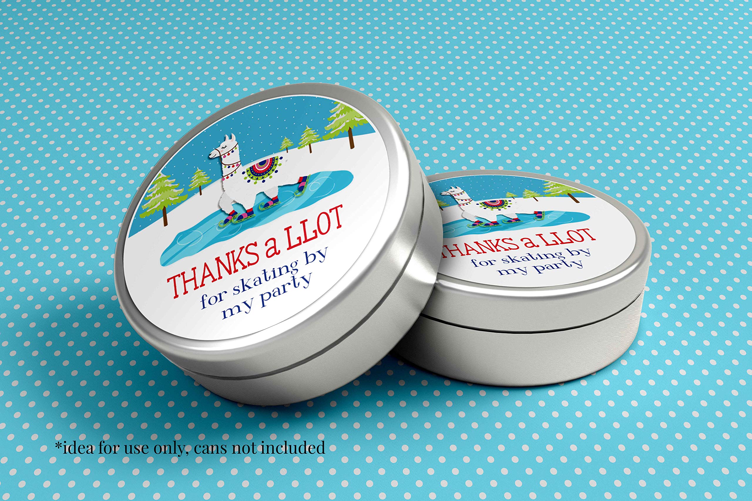 Winter Llama Ice Skating Themed Thank You Stickers for Kids - 40 Pack 2