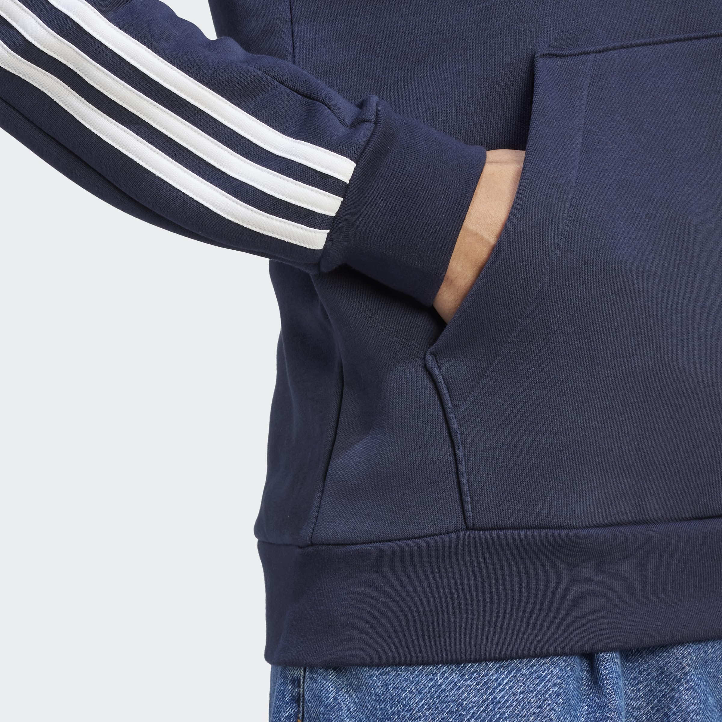 adidas Men's Essentials Fleece 3-Stripes Hoodie - Soft & Warm Pullover Sweatshirt for Casual Wear, Gym & Outdoor Activities