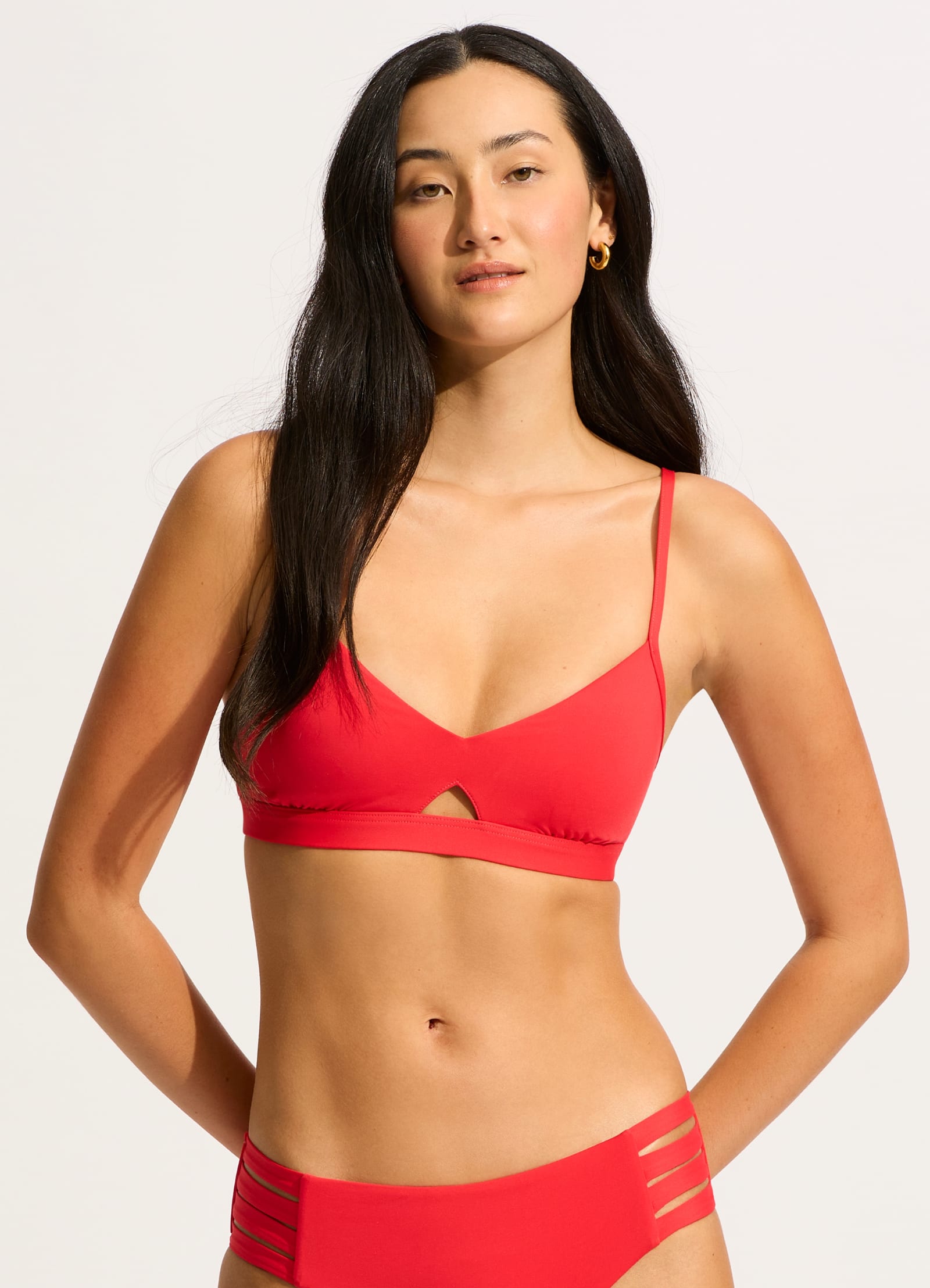 Seafolly Collective Hybrid Bralette - Chilli Red | Comfortable Wire-Free Bikini Top for Women | Perfect for Beach, Pool & Summer Vacations