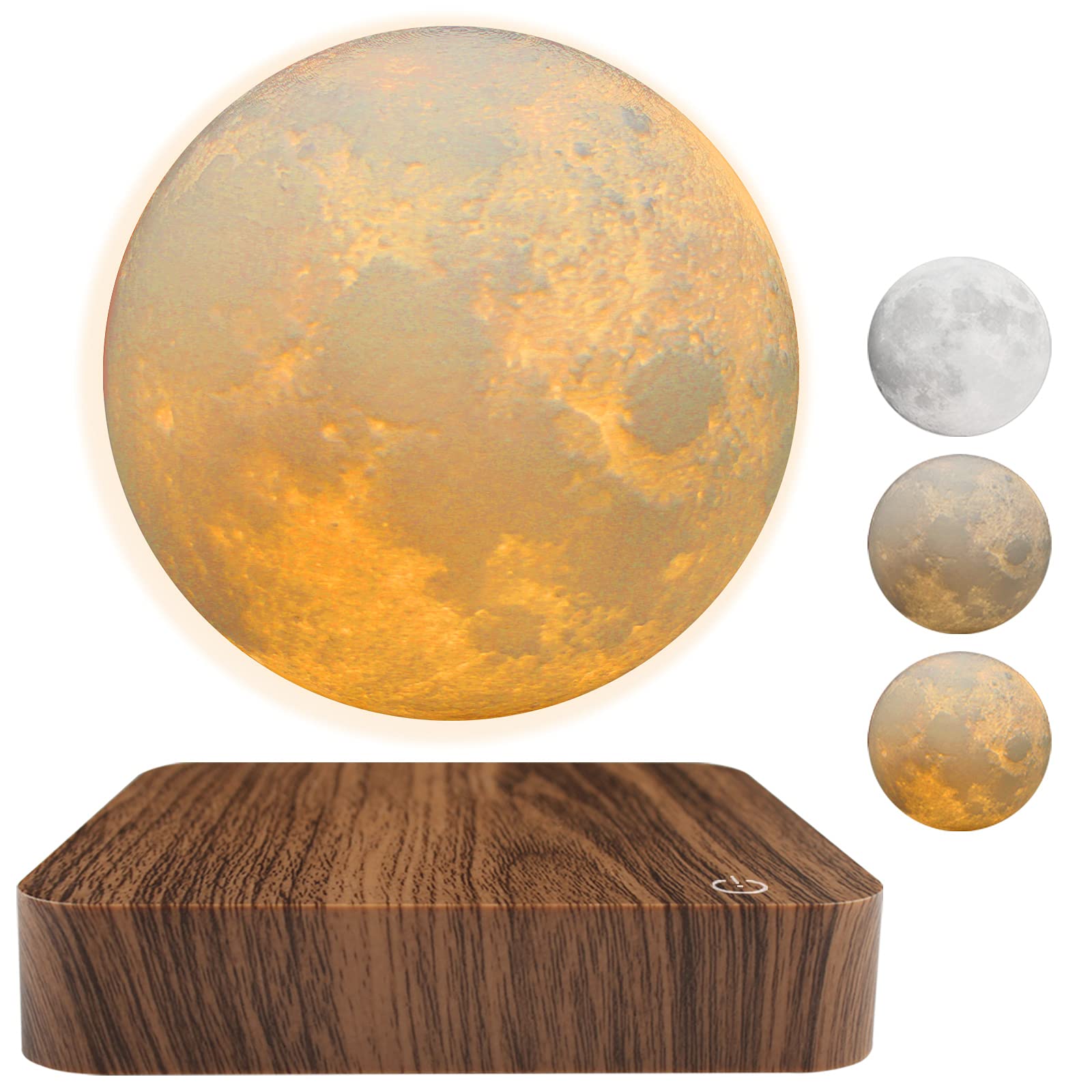 Ruixinda Magnetic Floating Moon Lamp - Levitating Spinning Luna Night Light with 3 Color Modes, USB Powered Home Office Desk Decor, Unique Bedroom Lighting & Cool Tech Gift for Women, Kids | Perfect for Relaxation, Meditation & Romantic Atmosphere
