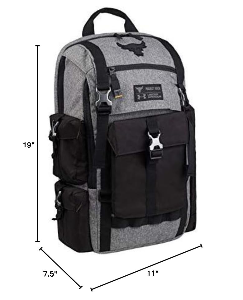 Under Armour Project Rock Gray UA Regiment Laptop Backpack - Durable Gym & Work Bag for Training, Travel & Daily Commute