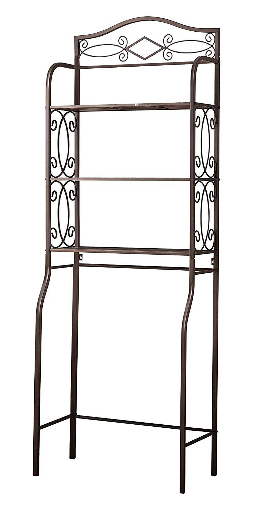 3-Tier Pewter Metal Over The Toilet Storage Shelf - Bathroom Organizer Rack with Shelves for Towels, Toiletries & Decor | Space-Saving Bathroom Storage Solution