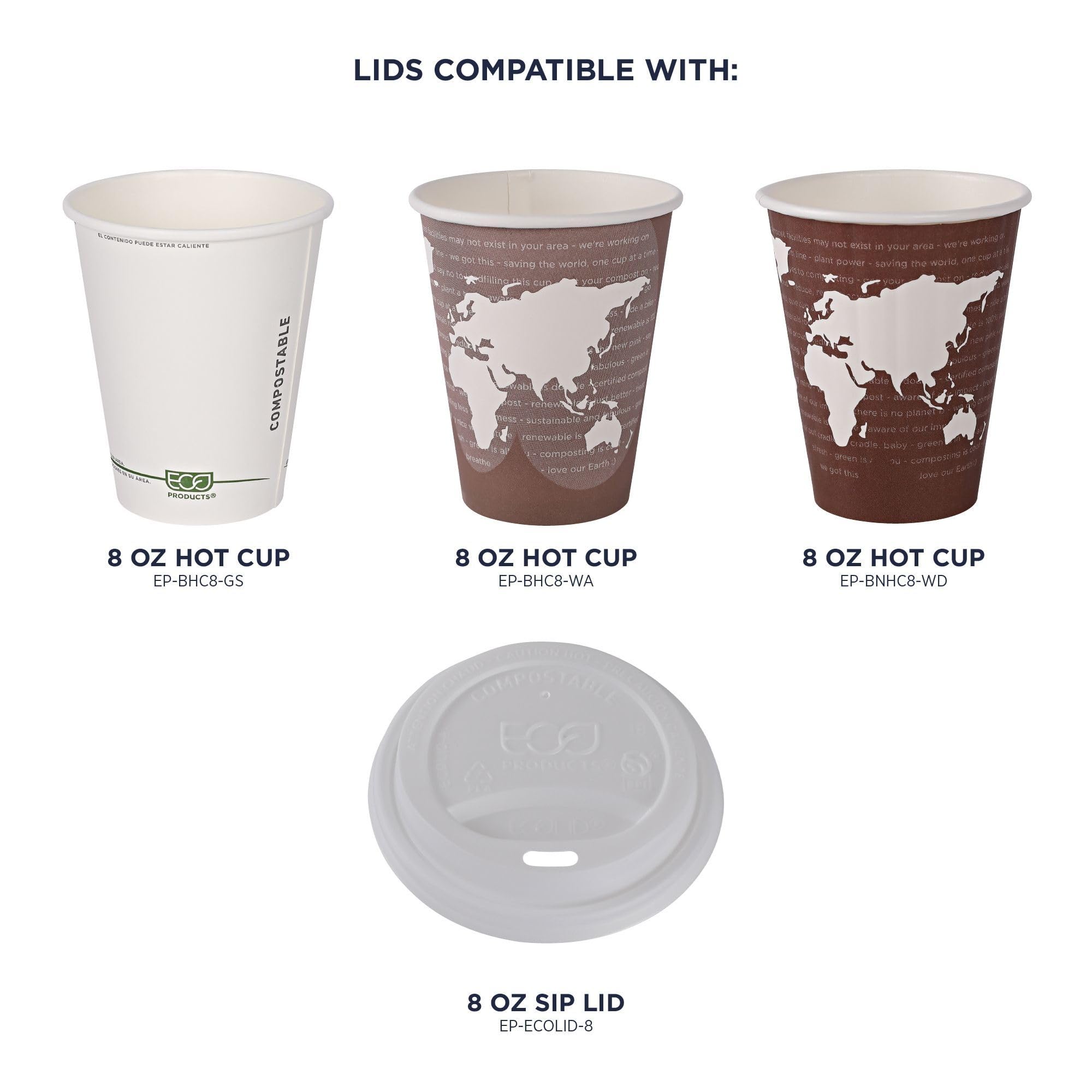 Eco-Friendly Compostable Coffee Cup Lids - 800 Count Case, White EcoLid for 8oz Hot Cups | Plant-Based PLA Plastic, ASTM & BPI Certified | Perfect for Coffee Shops, Offices & Eco-Conscious Events