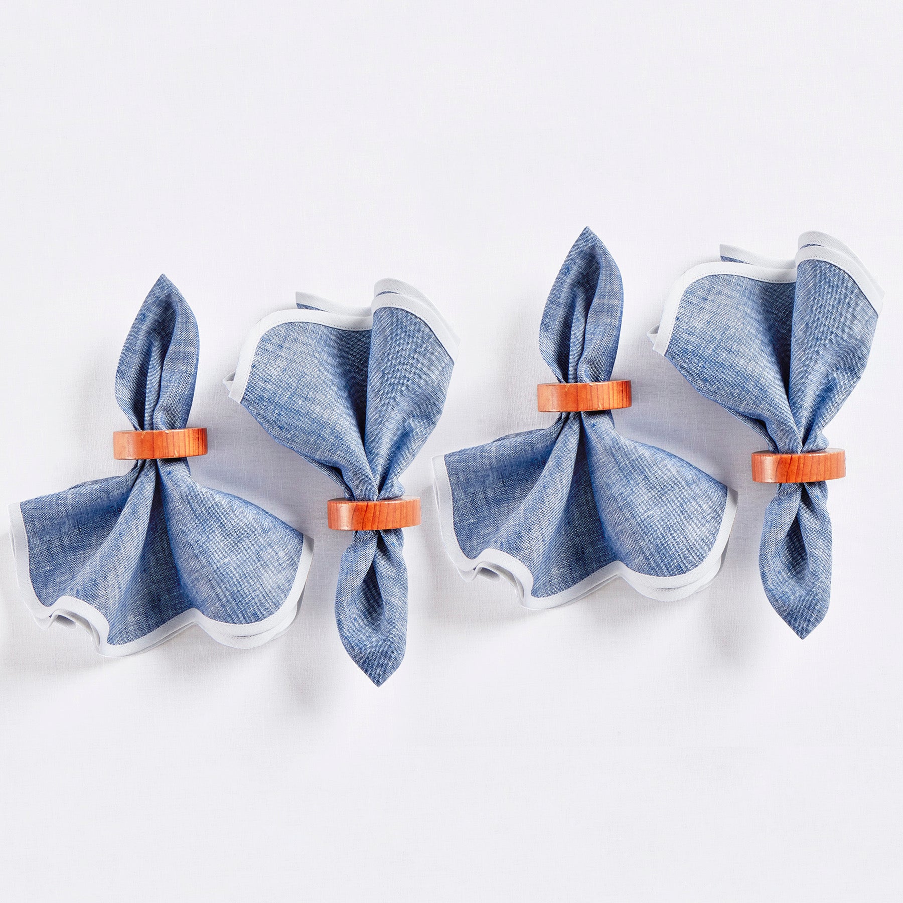 White and Chambray Blue - Giselle Scallop Edge