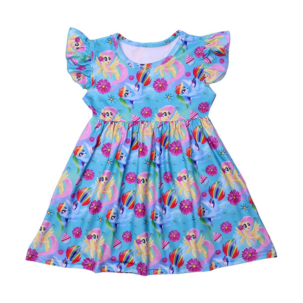Unicorn Princess Dress for Girls - Flutter Sleeve Summer Party Outfit | Birthday, Tea Party, Photo Shoot, Special Occasion Wear