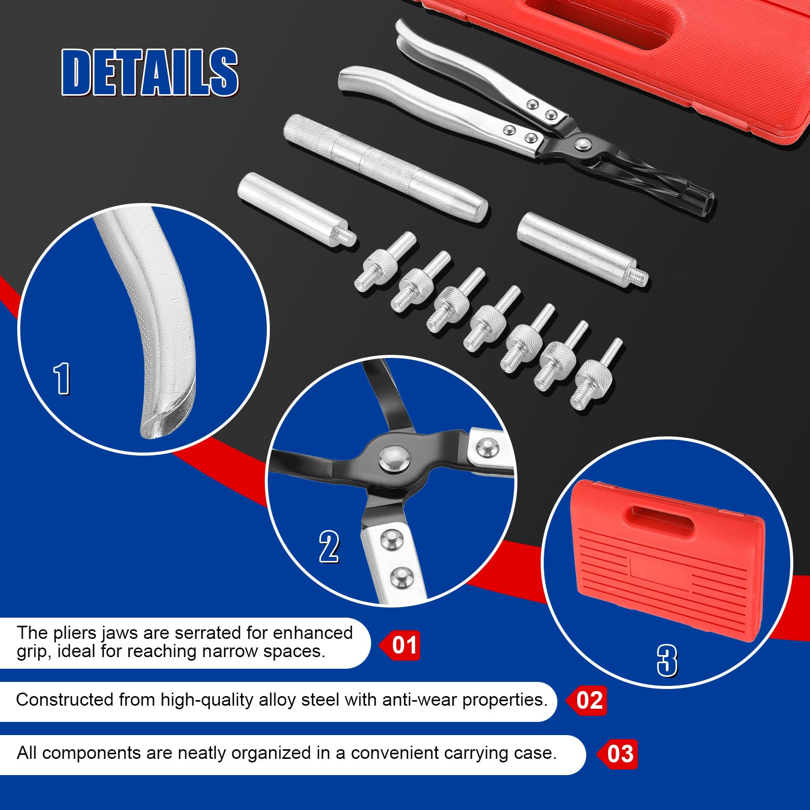 11PCS Valve Stem Seal Remover and Installer Tool Kit - Professional Pliers, Drive Handle, Sockets & Adapters for Car Engine Repair - Complete Set with Durable Carrying Case - Perfect for Mechanics & DIY Auto Maintenance