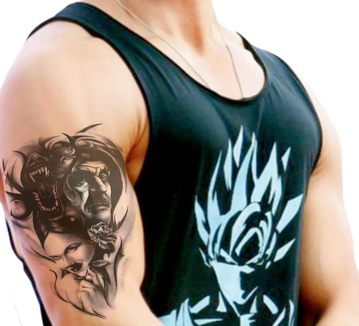 Waterproof Temporary Tattoo Stickers for Men & Women - 3D Realistic Flowers, Butterflies, Stars, Angels, Wolves & Armband Designs (21x15cm) | Perfect for Parties, Halloween Costumes & Fashion Accessories
