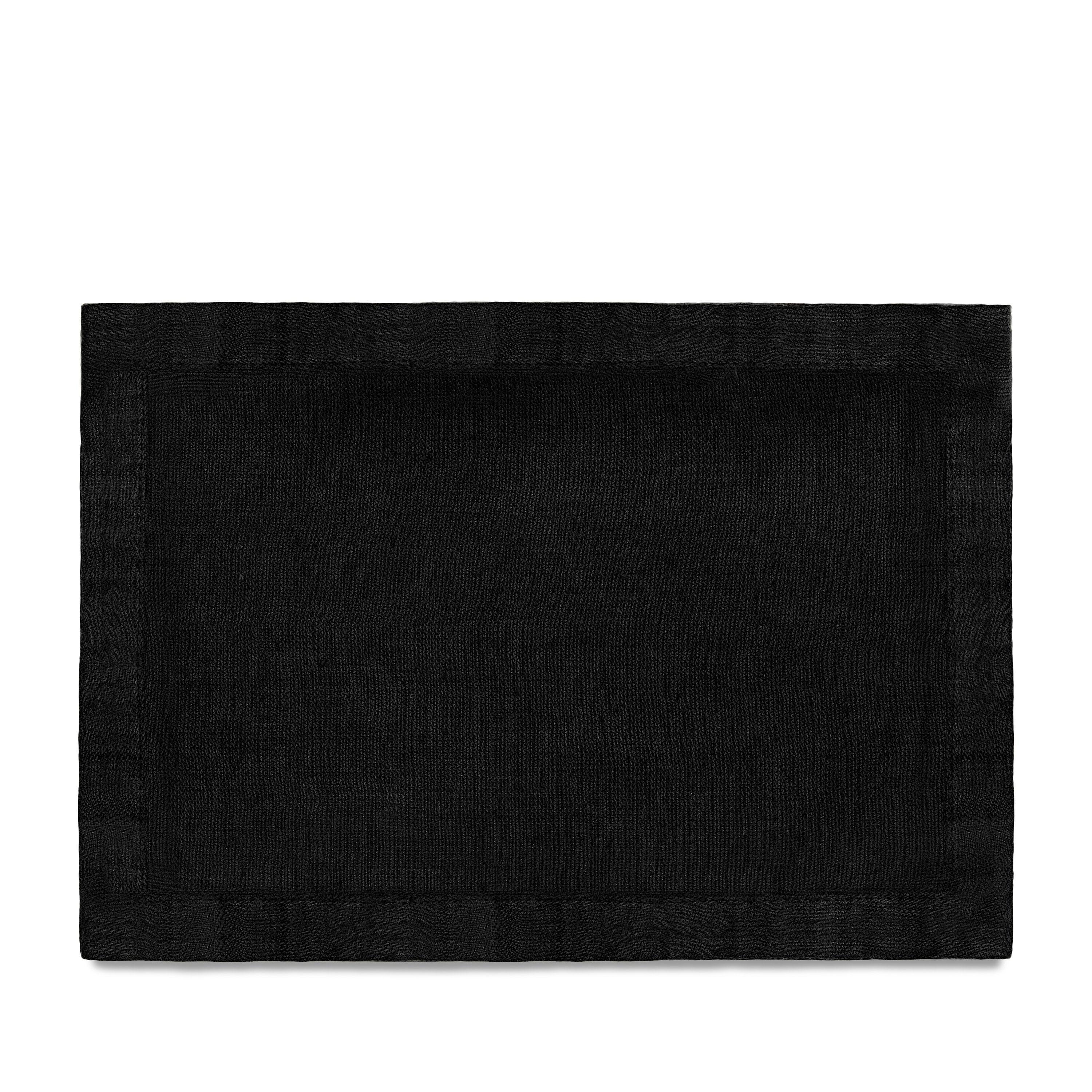 Premium Black Linen Sateen Placemats Set of 4 - Elegant Table Setting for Dining Room, Kitchen, and Special Occasions