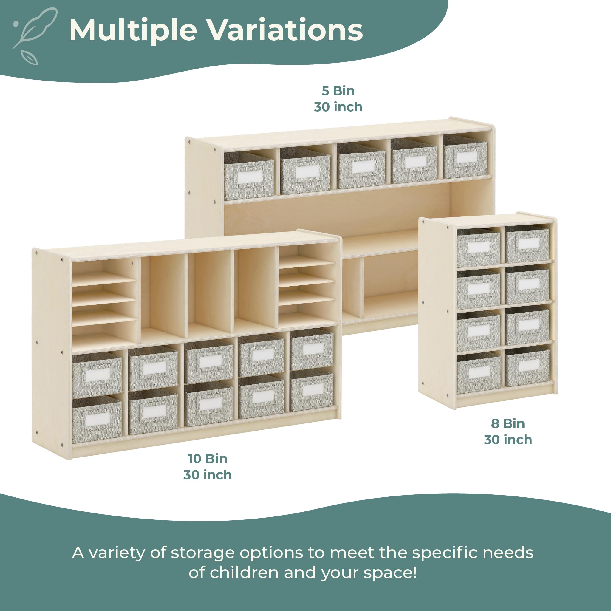 Guidecraft EdQ Cubby Bin Storage Organizer - Natural Wood Bookshelf with 8 Fabric Bins | Toy & Book Organizer for Kids, Teachers & Homeschooling | Classroom & Home Organization Furniture for Playrooms, Daycares & Montessori Schools