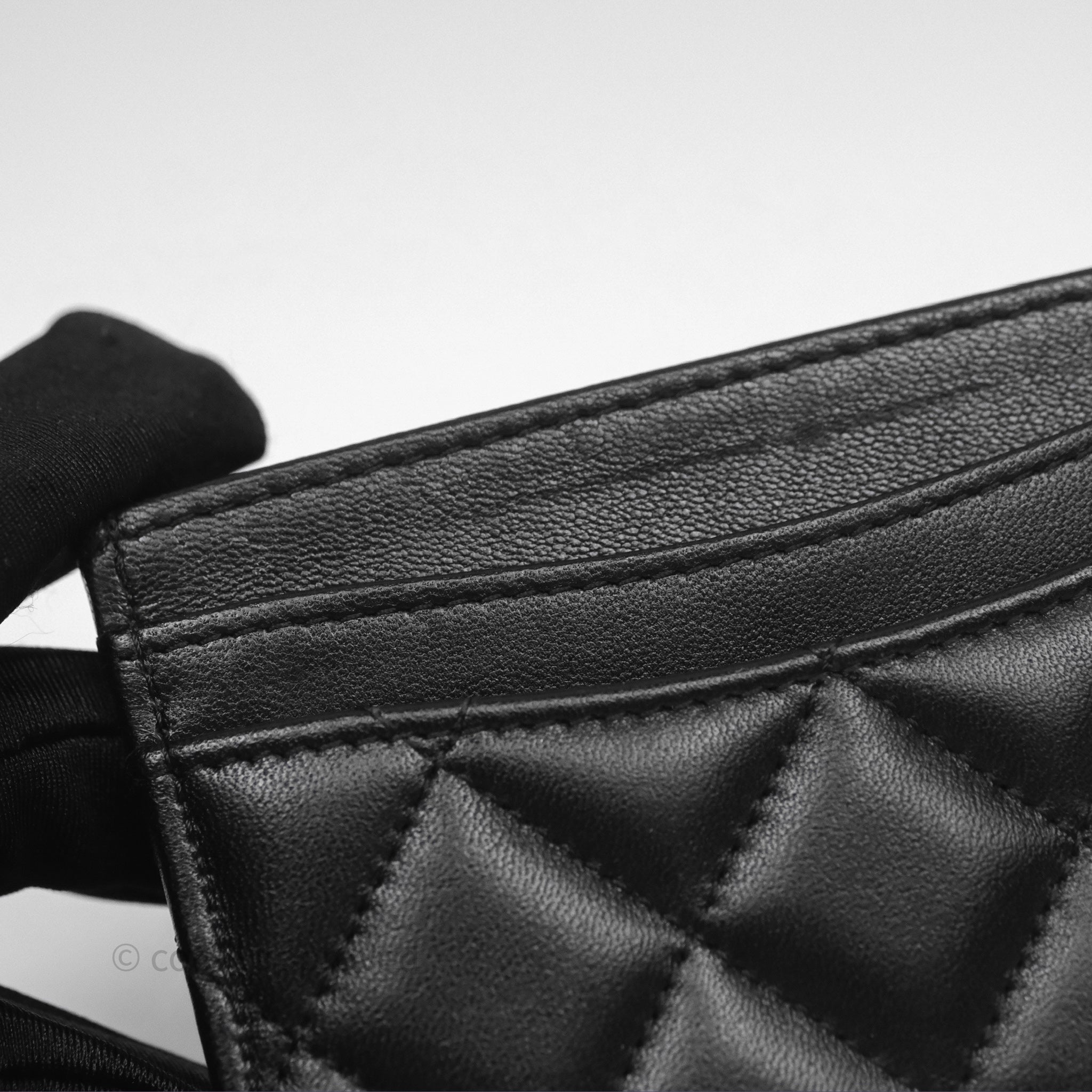Chanel Classic Flat Card Holder in Black Lambskin with Silver Hardware - Luxury Compact Wallet for Everyday Use & Travel Essentials