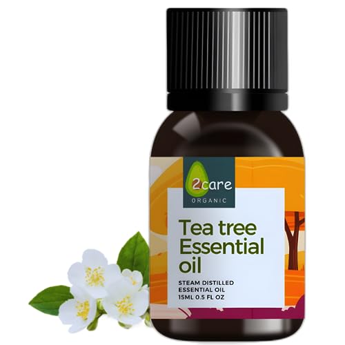 2care 100% Pure Tea Tree Essential Oil for Hair, Skin & Face - Natural Acne Treatment, Scalp Care & Moisturizer - Perfect for Aromatherapy, DIY Beauty & Home Remedies