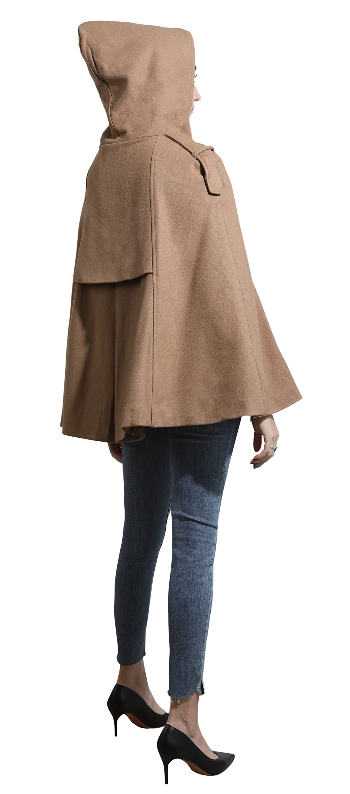 CHARTOU Women's Cute Batwing-Sleeve Hooded Wool Poncho Cape Cardigan - Cozy Winter Outerwear for Casual Wear, Travel & Outdoor Activities