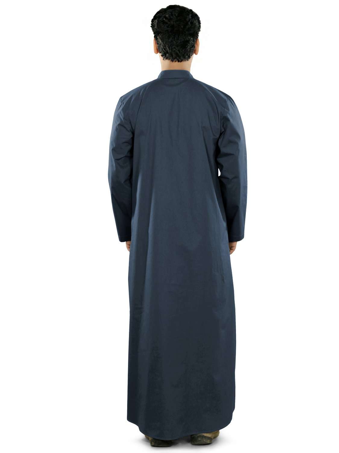 Emran Navy Blue Galabiyya - Traditional Arabic Thobe for Men - Comfortable Cotton Kaftan for Prayer, Eid & Special Occasions