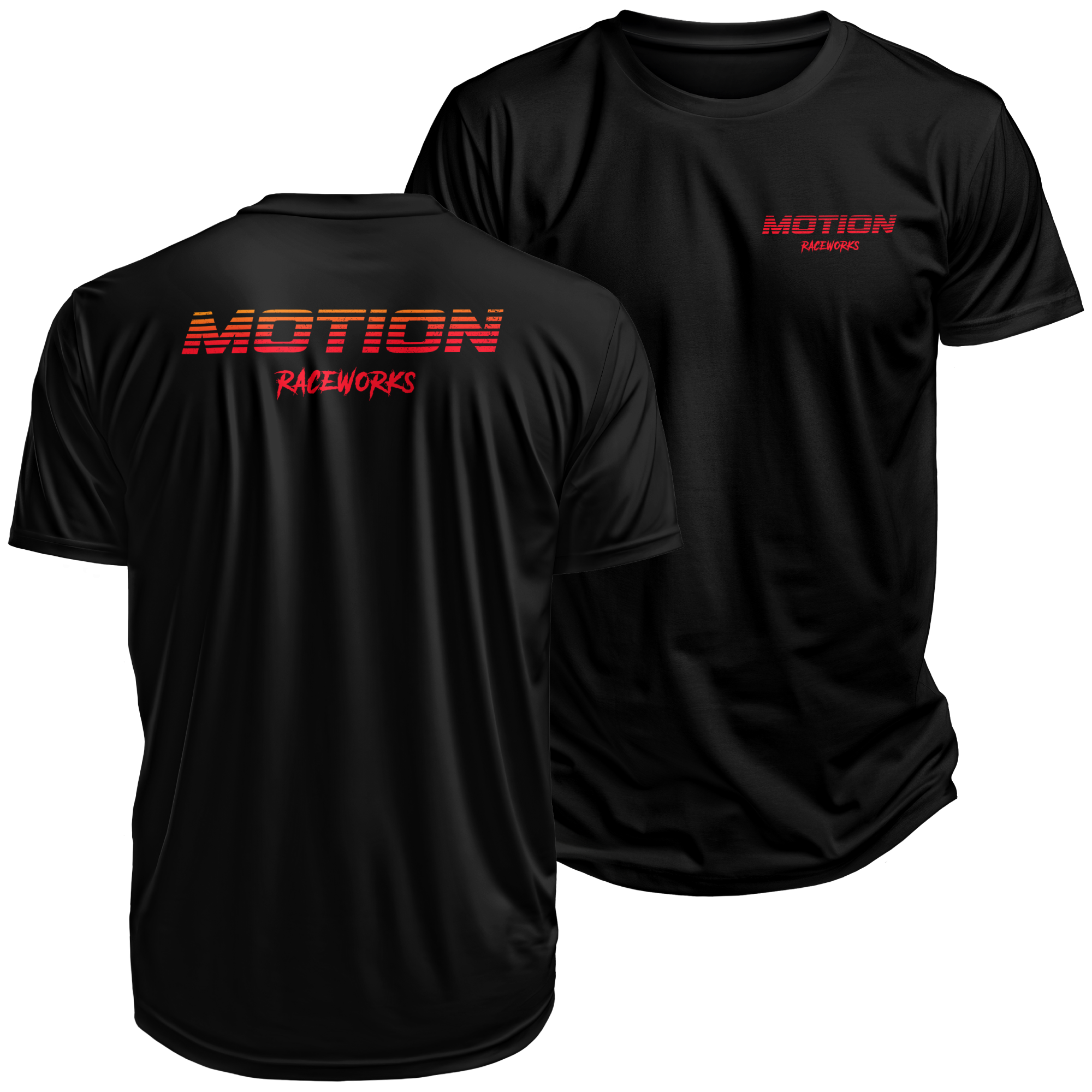 Red Fade Motion Raceworks Performance T-Shirt - Lightweight & Breathable for Racing, Motorsports & Car Enthusiasts