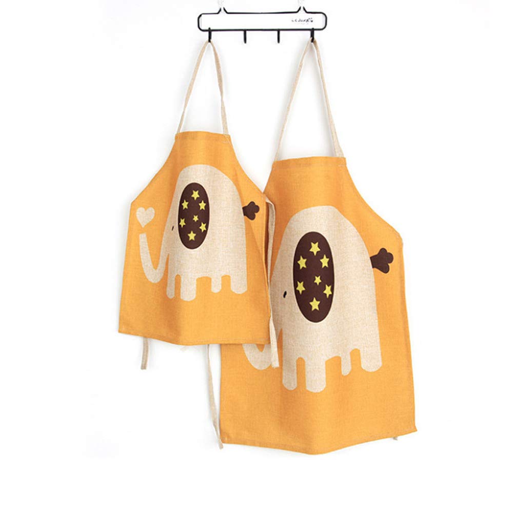 Parent & Child Matching Aprons Set for Cooking, Baking, Painting, Gardening - Cute Elephant Design - Fun Kitchen Activities & DIY Crafts for Families