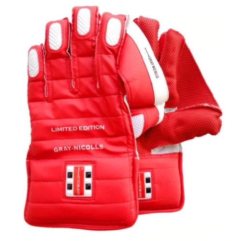 Gray Nicolls Red Limited Edition Adult Cricket Wicket Keeping Gloves - Premium Leather Protection for Wicket Keepers - Perfect for Professional Matches & Training Sessions