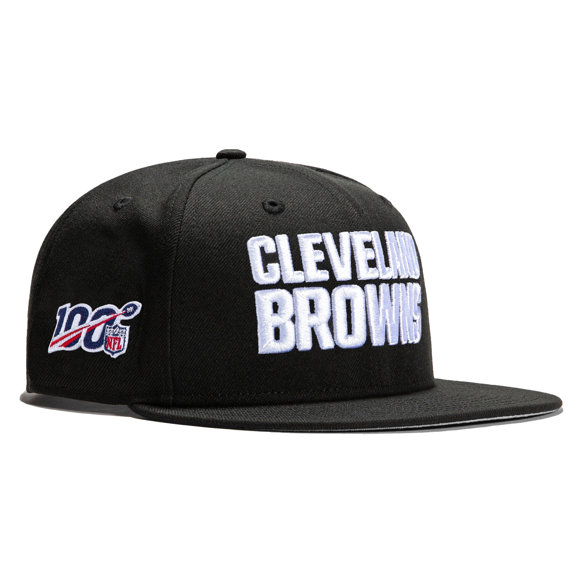 New Era 9Fifty Cleveland Browns 100th Anniversary Patch Snapback Hat - Black & White | NFL Football Fan Gear, Sports Caps for Men & Women, Game Day Accessories