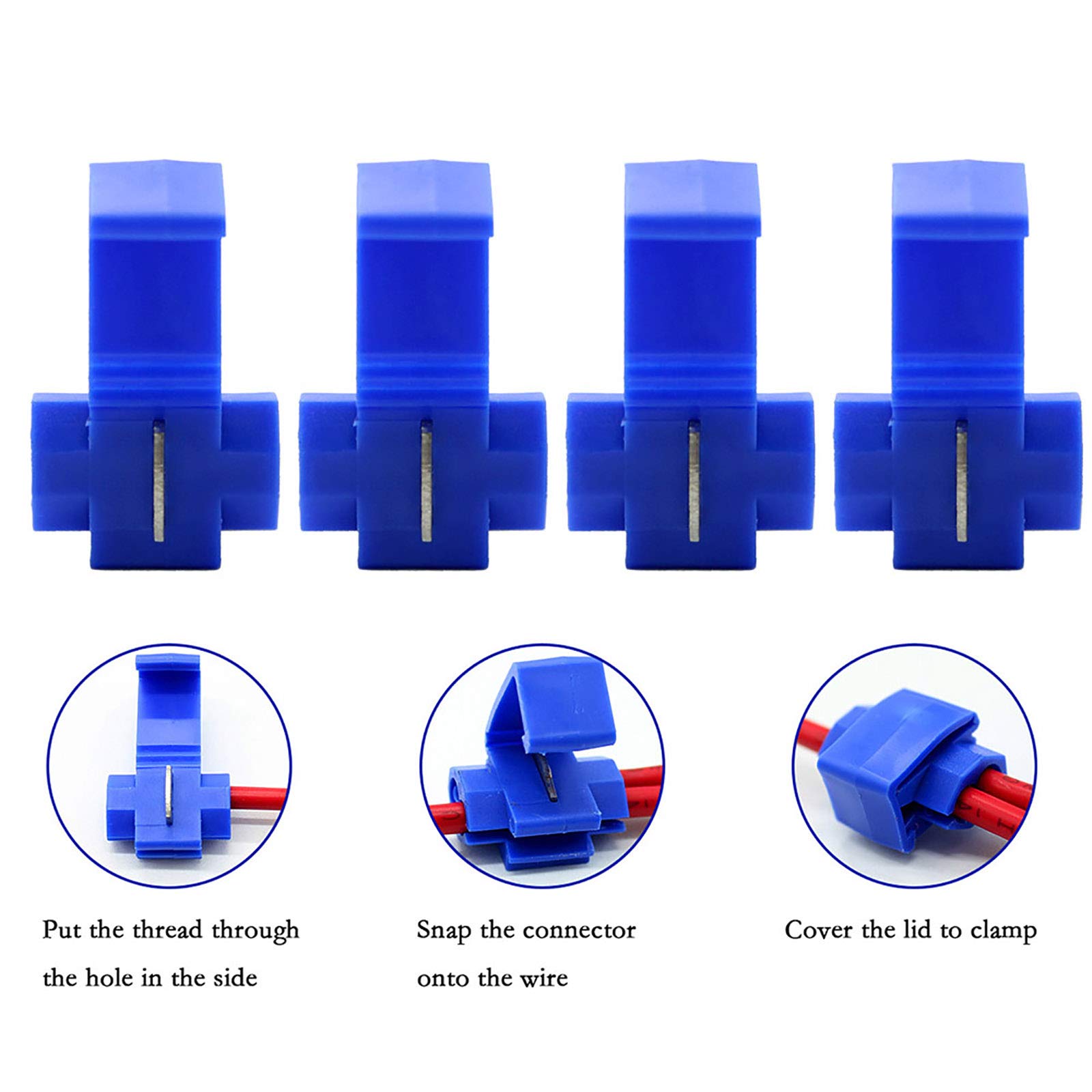 50PCS Quick Splice Wire Connectors - 14-16 Gauge Locking Solderless Inline Tap Crimp Connectors for Automotive, Marine & Home Electrical Wiring (Blue) - Easy DIY Electrical Repairs & Wire Extensions