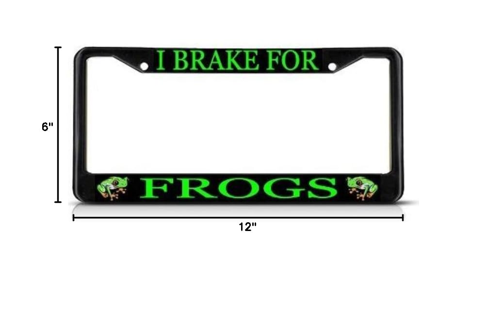 Black Aluminum Alloy License Plate Frame Holder - 12x6 Inch Rustproof Car Accessory for Frog Lovers - Perfect for Wildlife Conservation Enthusiasts & Nature-Themed Vehicles