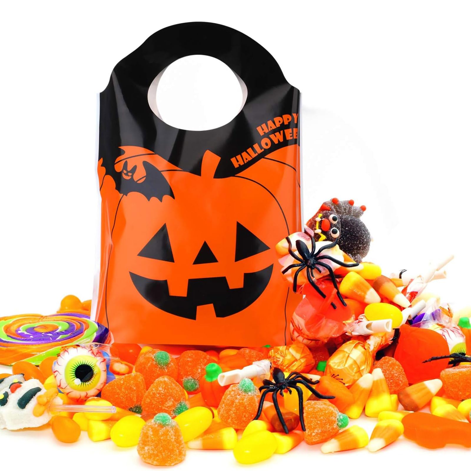 BOAO Halloween Tote Bags - 50 Pack Jack-O-Lantern Pumpkin Candy Bags for Trick or Treat, Halloween Party Favors & Supplies | Perfect for Trick-or-Treating, Classroom Treats & Halloween Goodie Bags