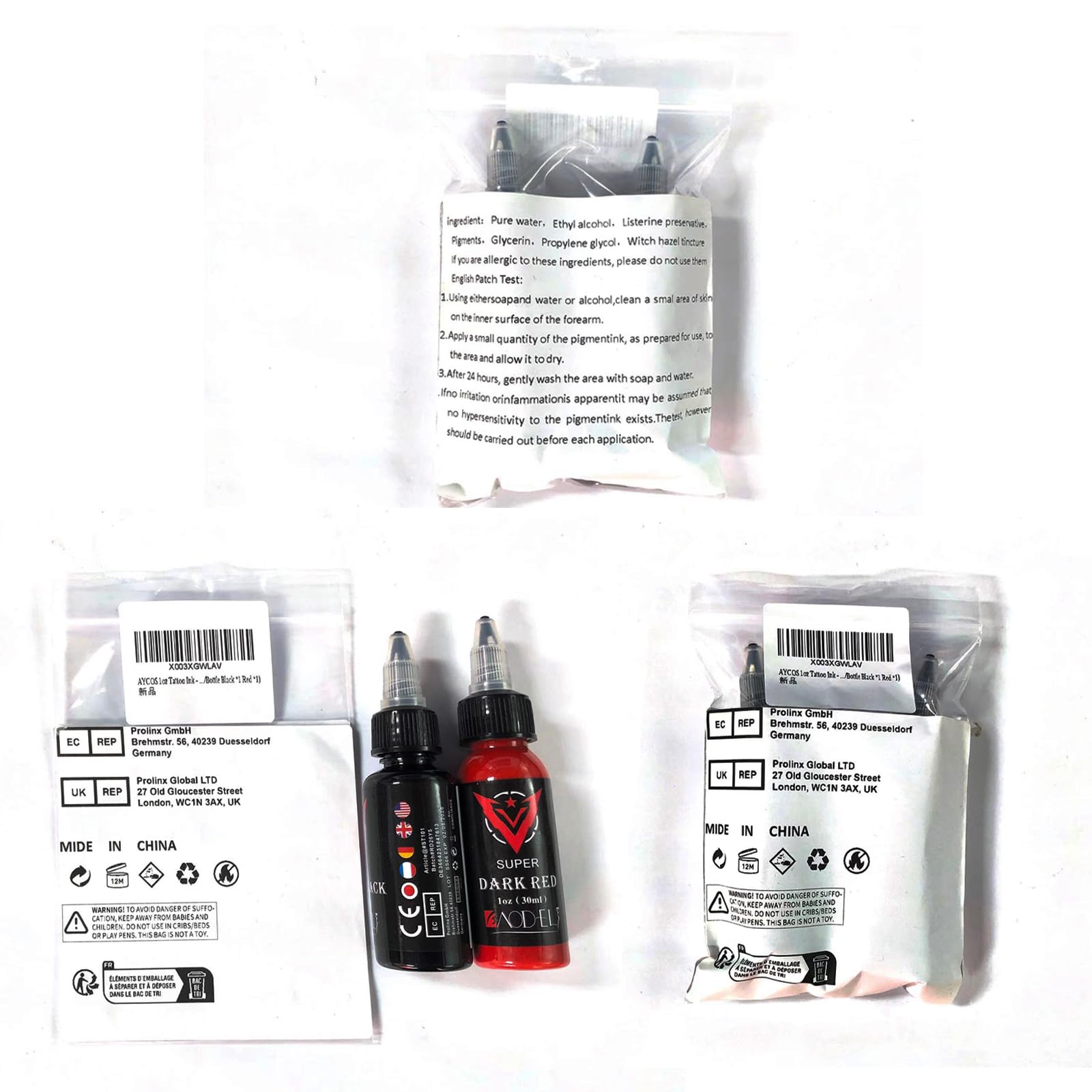 1oz Professional Tattoo Ink Set - Black & Red Tattoo Ink Kit (30ml/Bottle) for Tattoo Artists & Body Art - Perfect for Permanent Makeup, Sleeve Tattoos & Artistic Designs - High Quality Pigment Ink for Smooth Application & Vibrant Colors