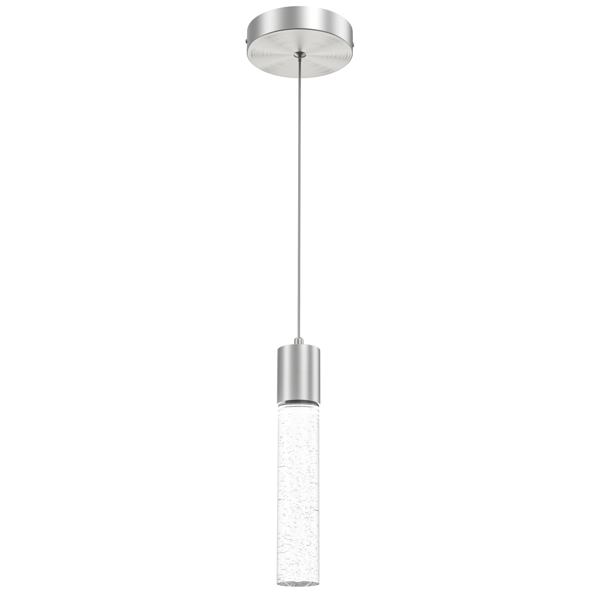 Modern Crystal Bubble Glass LED Pendant Lights for Kitchen Island - 6500K Bright White, Brushed Nickel Hanging Light Fixture (1 Pack) - Perfect for Dining Room, Bar Counter & Home Decor Lighting